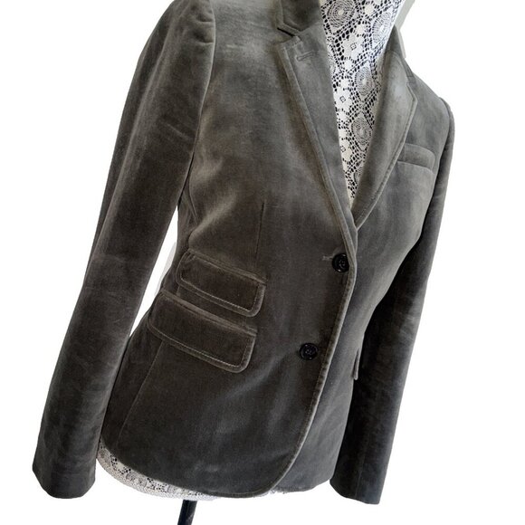 J. Crew Schoolboy Sage Velvet Single Breasted 2 Button Blazer,Jacket size 2 - Picture 3 of 15